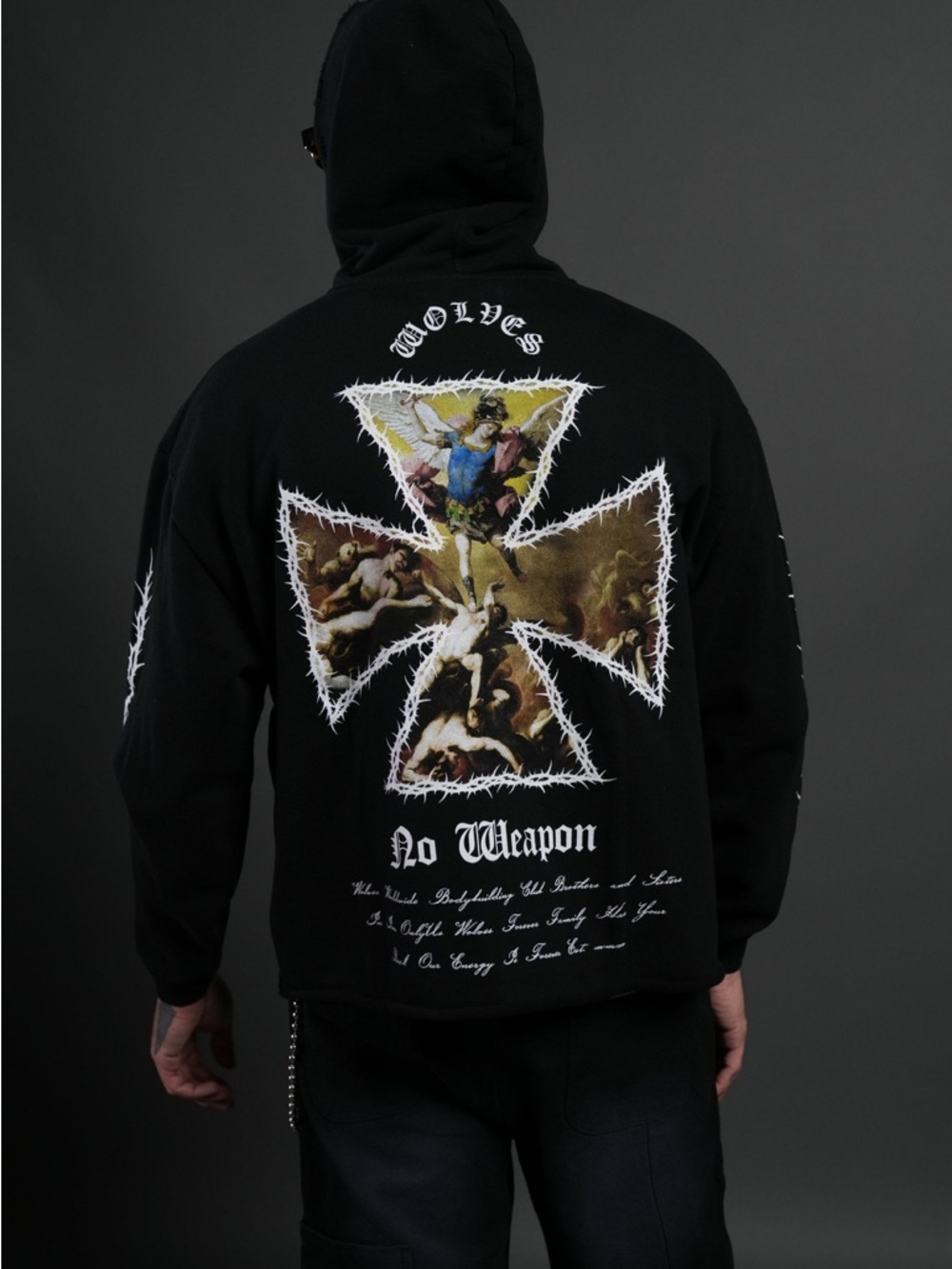 Darc Sport Hoodie with Religious Cross Back Print